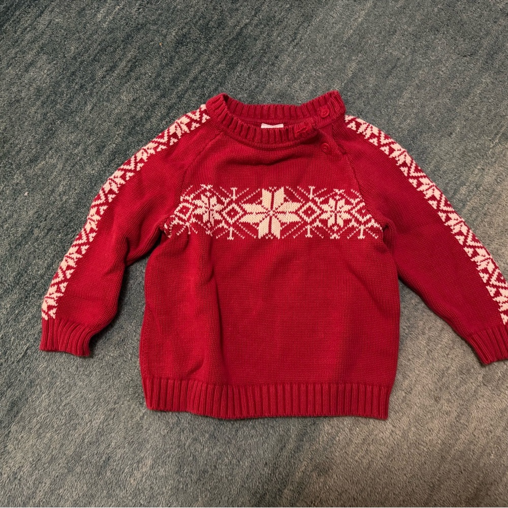 Hanna Andersson Red Sweater with Snowflake Pattern